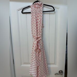 New York & Company Eva Mendes Pink Polka Dot Blouse